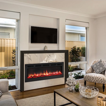 Edendirect 60'' Freestanding and Wall Mounted Electric Fireplace, Black, Multi Color Flame EF452B